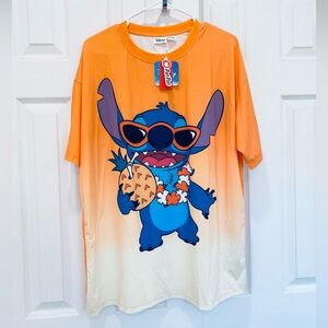 Disney Stitch Character Pineapple Pattern Gradient Short-sleeve Men Cooling Top